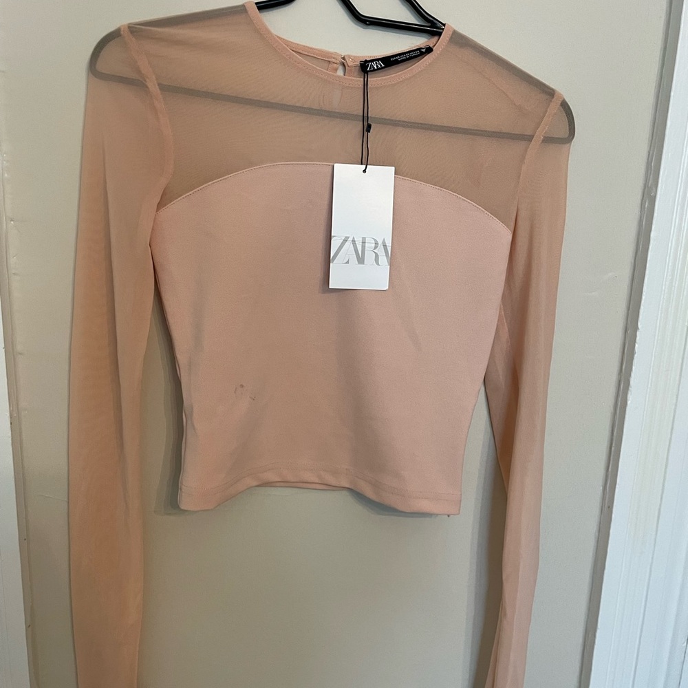 NWT Zara Pink Mesh Top